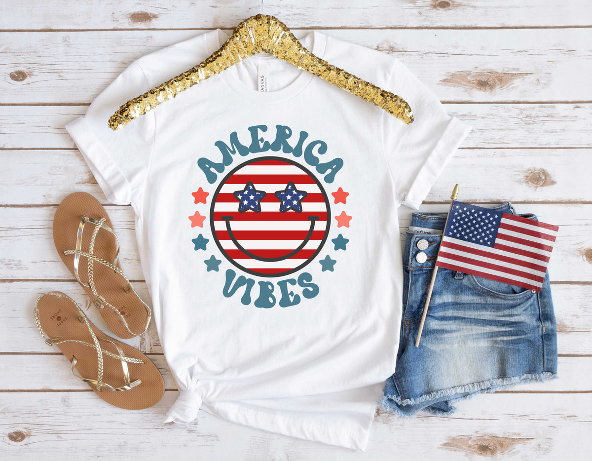 America Vibes Smiley- Star Eyes- Transfer