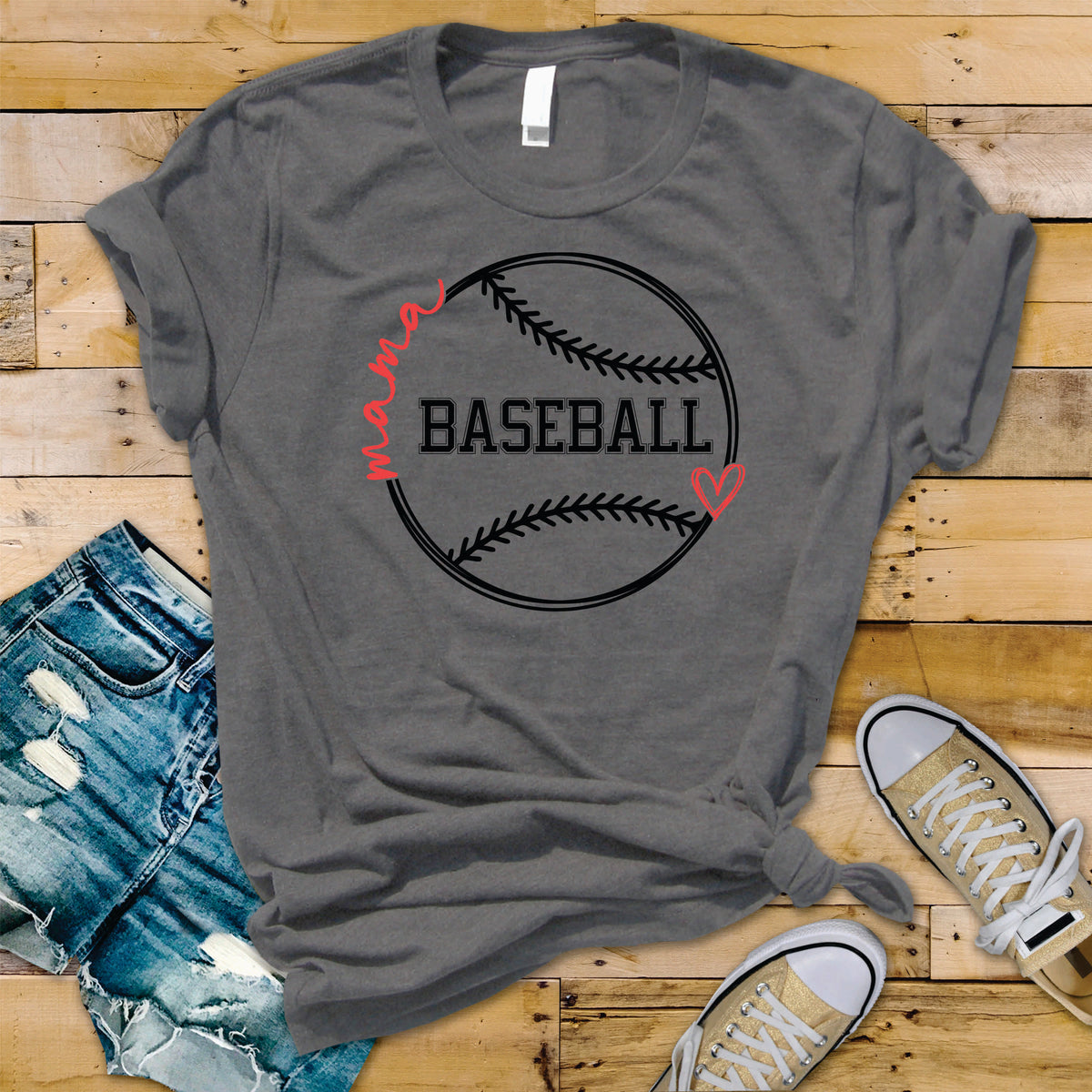 Baseball Mama Red Heart - Transfer