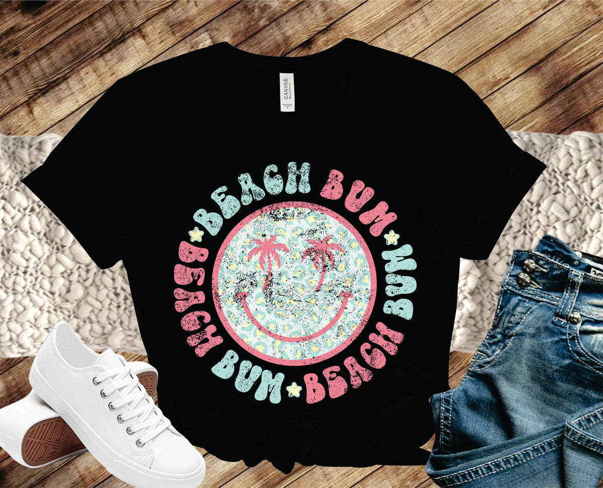 Beach Bum Leopard Smiley- Transfer