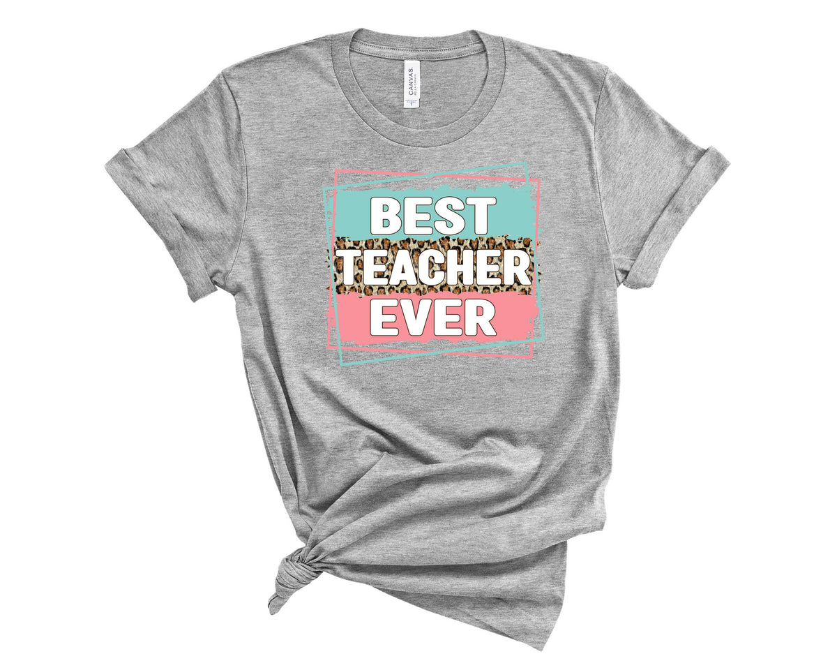 Best teacher Ever Retro Leopard - Transfer