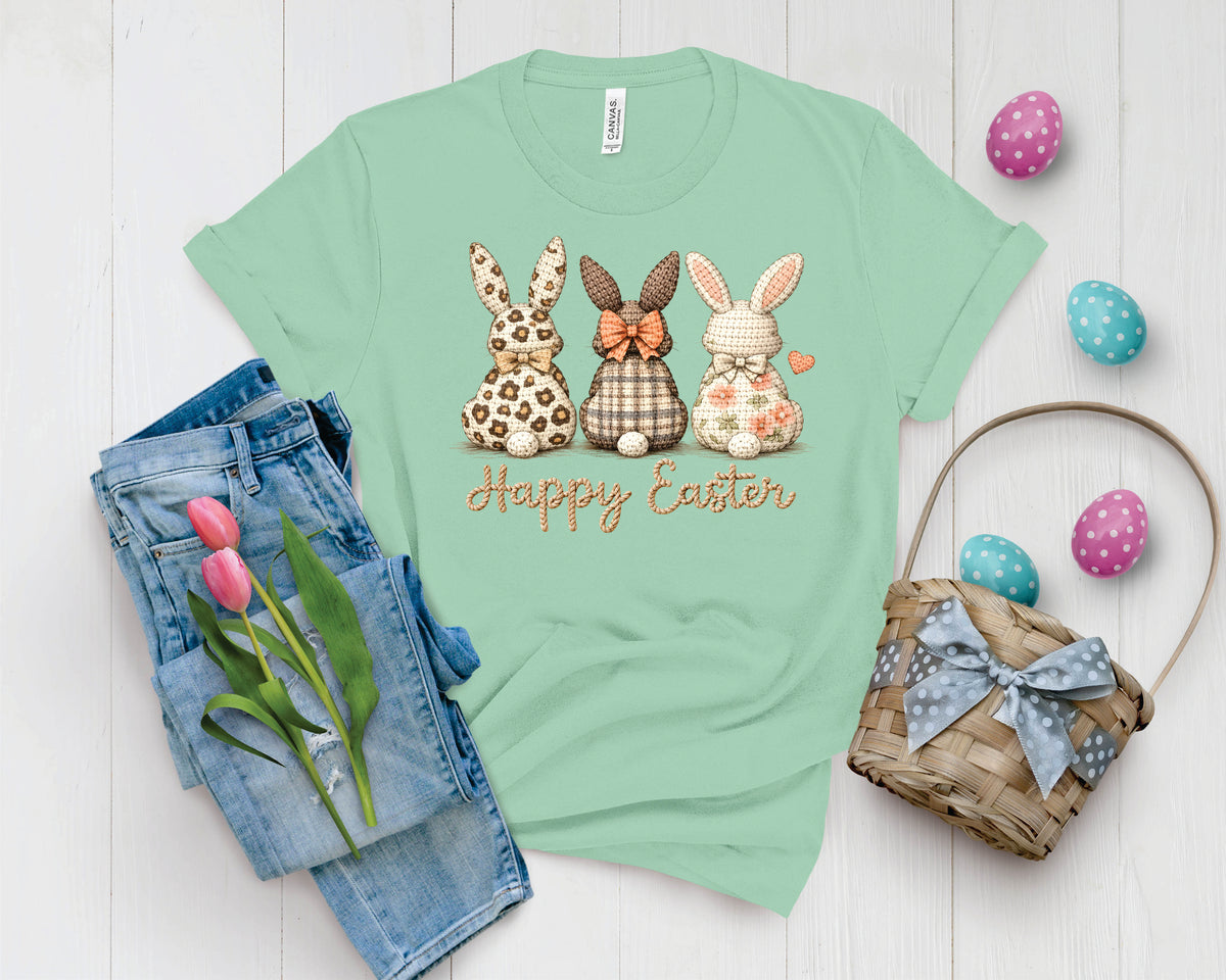Coquette Happy Easter Leopard Floral Bunnies - Transfer