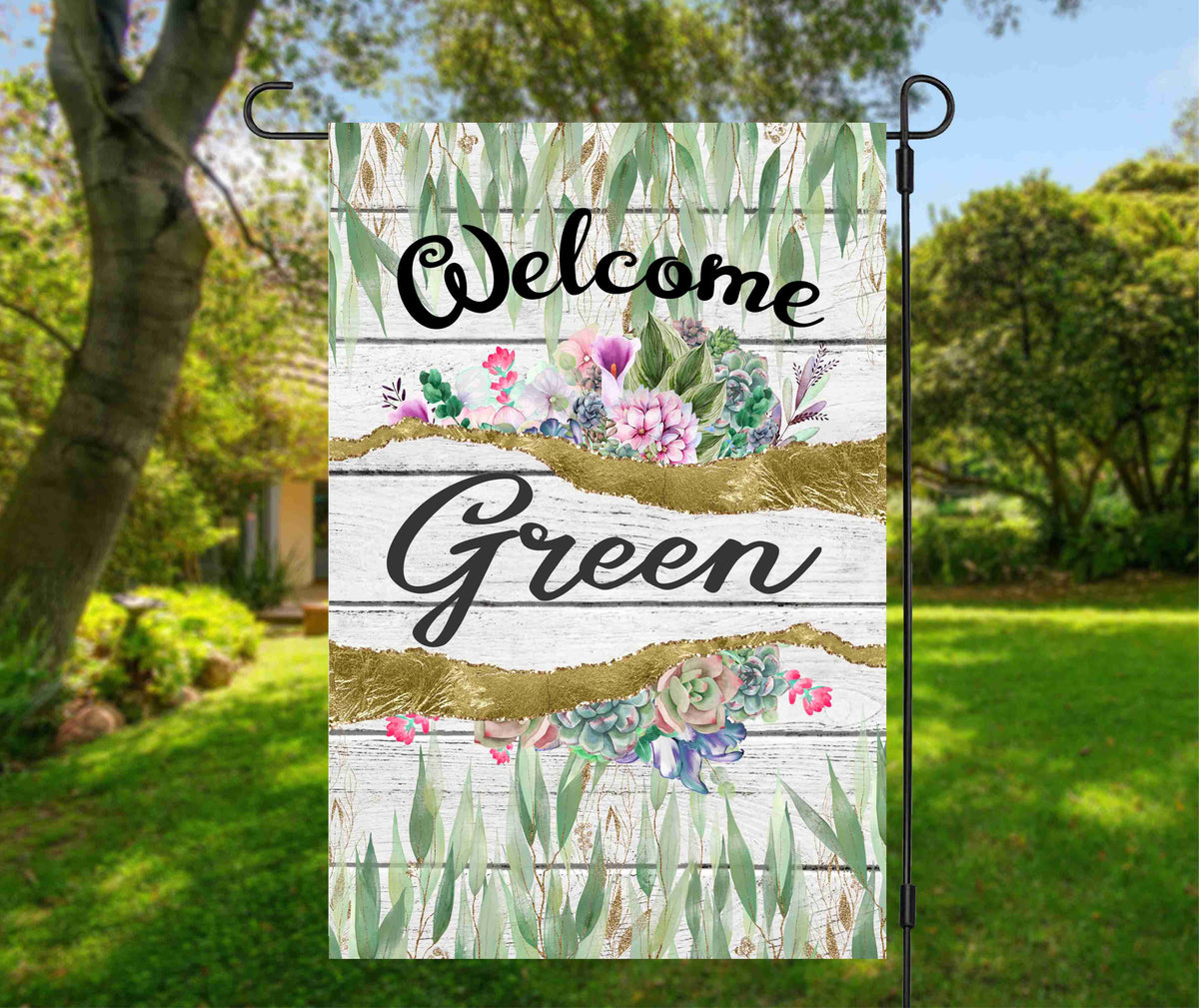 Floral Welcome Garden Flag