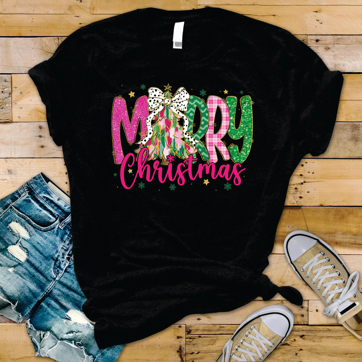 Merry Christmas Glitter Coquette Doodle - Transfer