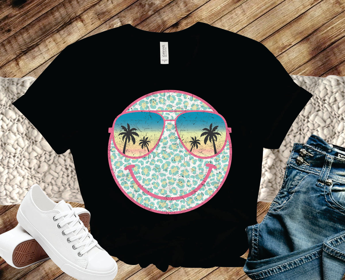 Retro Leopard Palms Smiley- Transfer