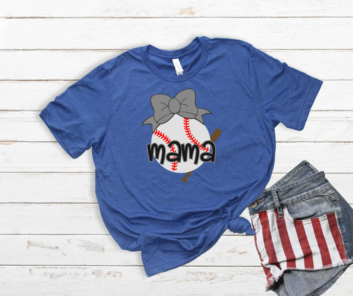 Baseball Mama-grey bow- Transfer