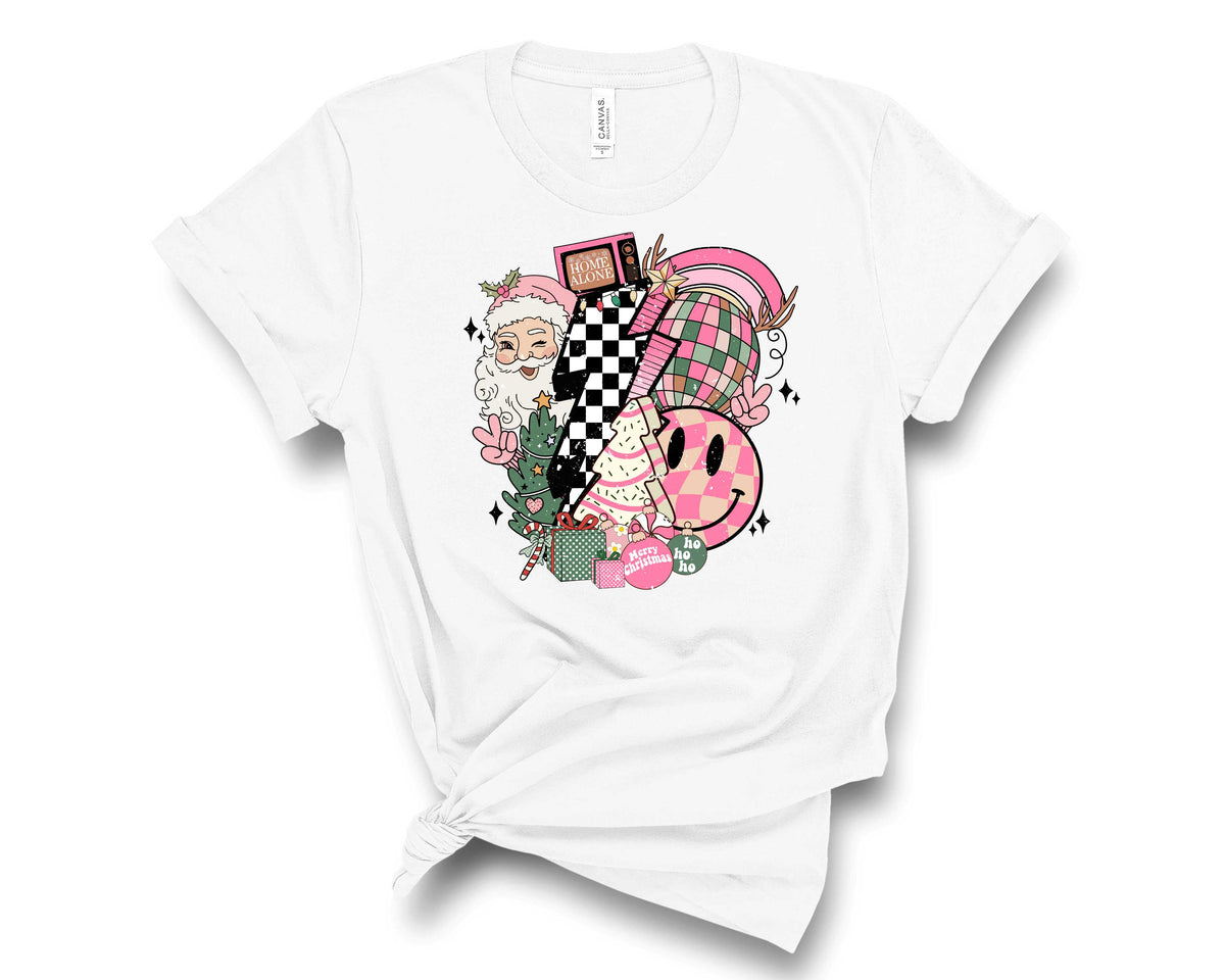Distressed Pink Christmas Groovy - Transfer