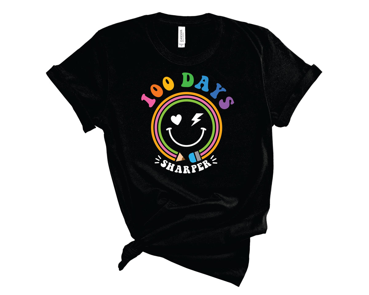 100 Days Sharper Retro Smiley White - Transfer