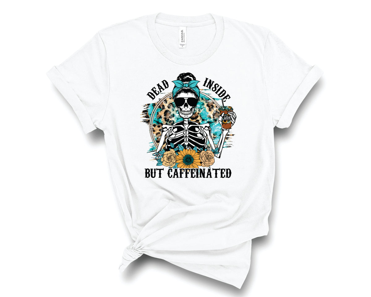 Dead Inside But Caffeinated Flower Skellie - Transfer