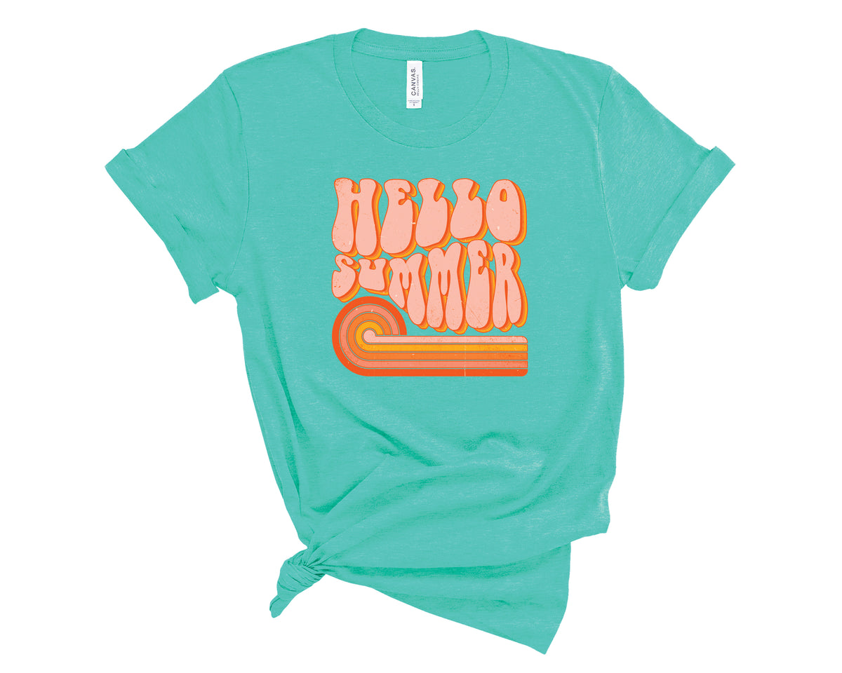 Hello Summer Retro Lines - Transfer