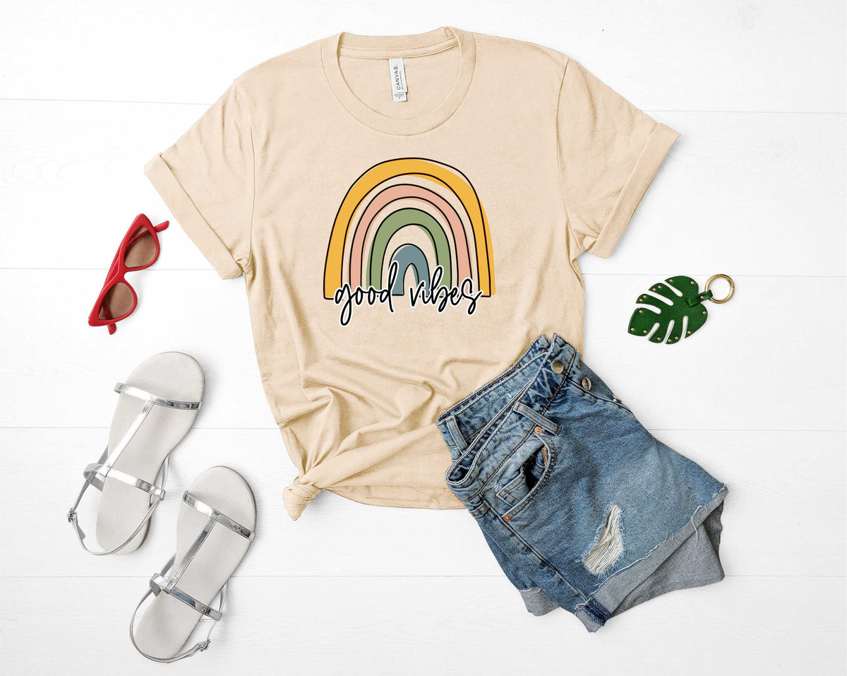 Pastel Rainbow Good Vibes - Transfer