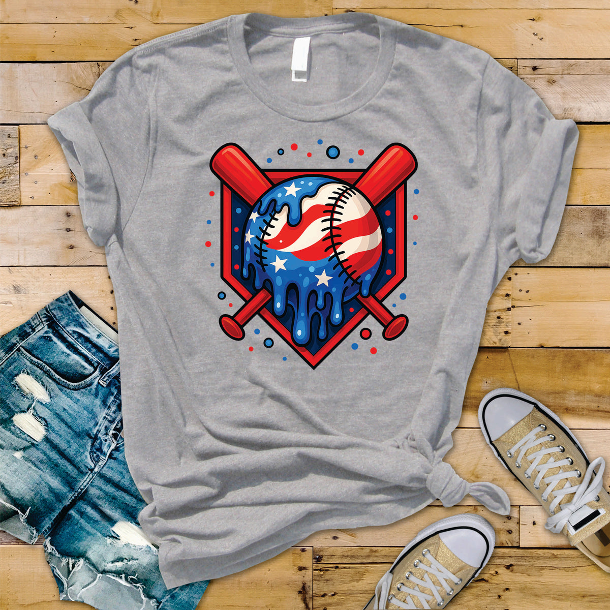 Baseball Drip 4th of July - Transfer