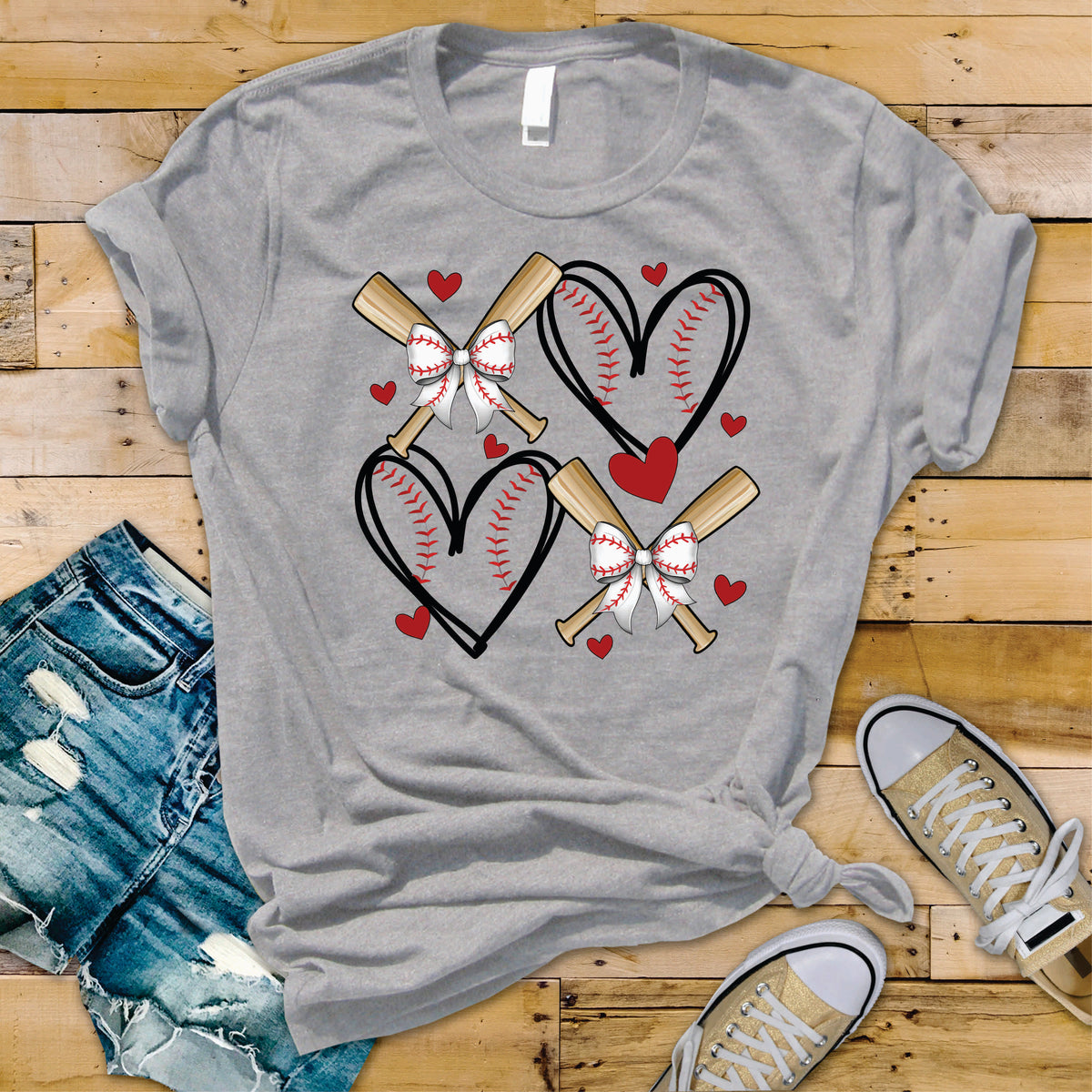 Bats & Baseball Hearts - Transfer