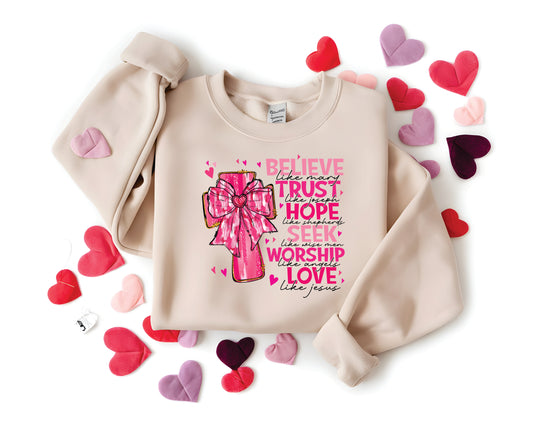 Believe Trust Hope Brushstroke Cross - Transfer