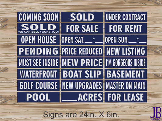 Real Estate Riders - NAVY & WHITE - DOUBLE SIDED