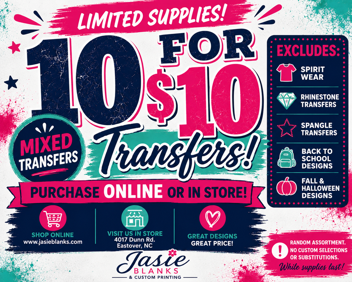 Transfers 10 for $10 - Wednesday July 8th