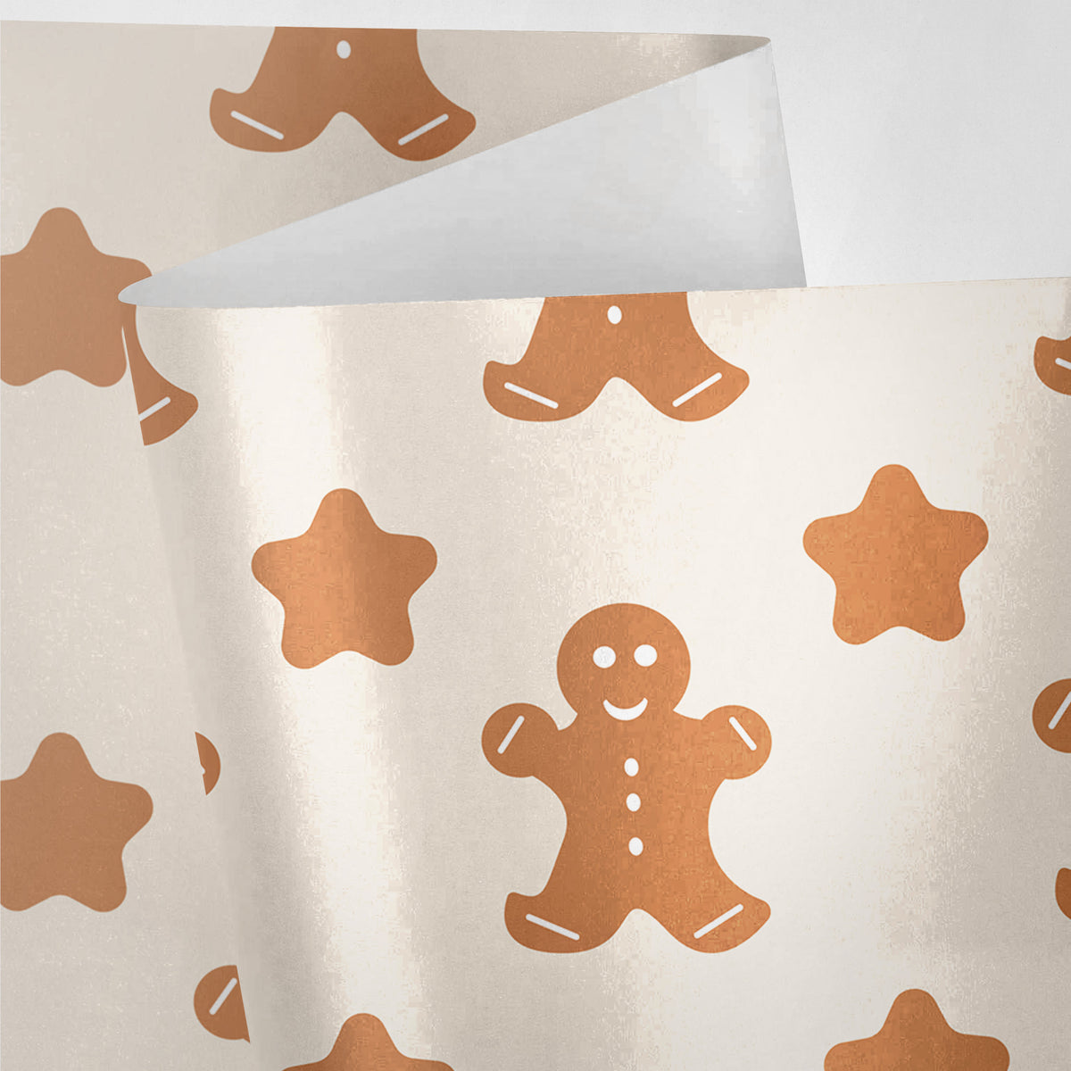 White with Gingerbread Stars Wrapping Paper
