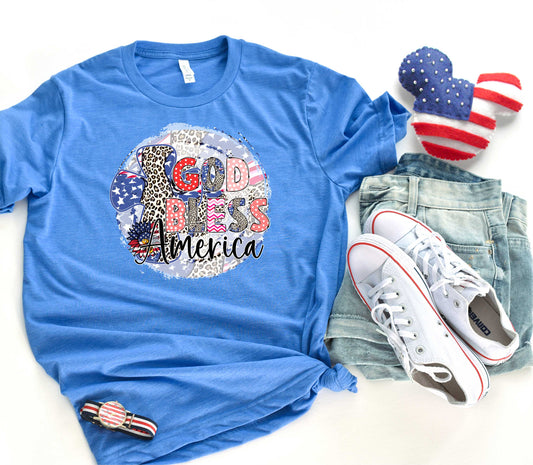 God Bless America Distressed Leopard - Transfer