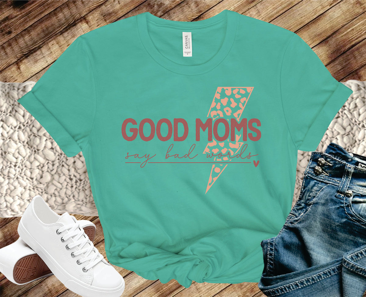 Good Moms Say bad Words Leopard Bolt - Transfer