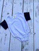 Polyester Bubble T-Shirt Romper-White w/ Black Sleeves