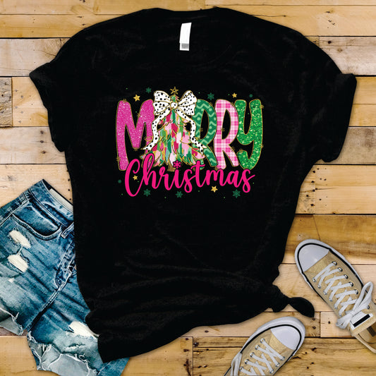 Merry Christmas Glitter Coquette Doodle  - Transfer
