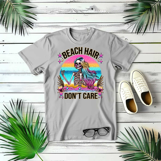 Ombre Beach Hair Dont Care Skeleton - Transfer
