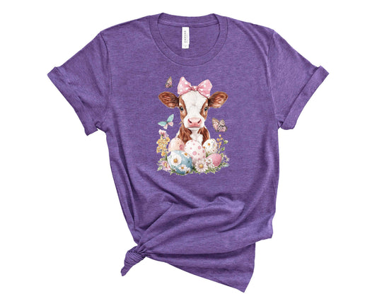 Pink Bow Easter Cow - Transfer