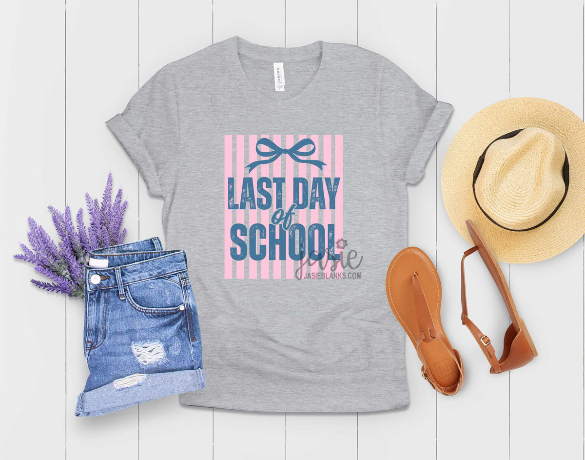 Pink Preppy Bow Last Day of School- Transfer