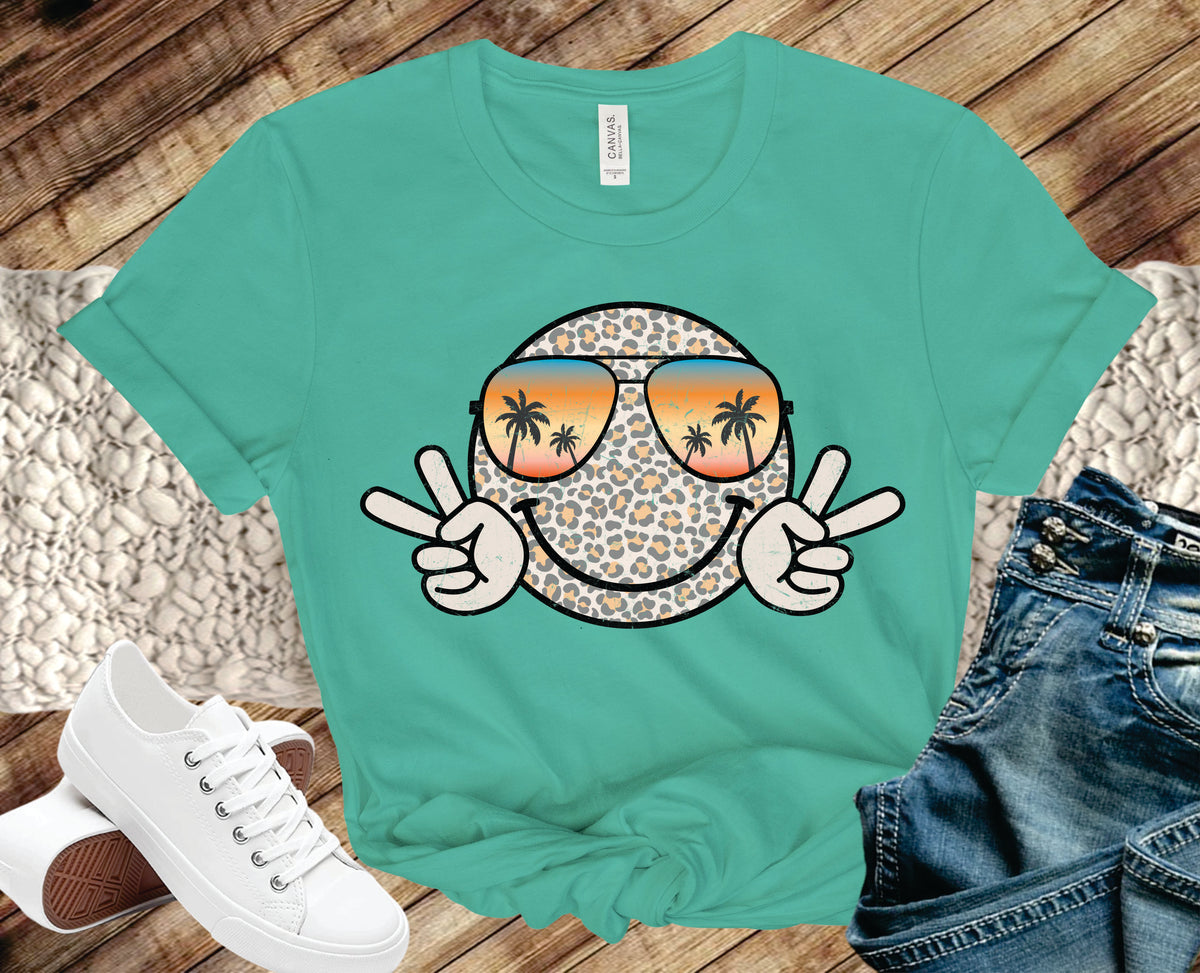 Retro Loepard Peace Smiley- Transfer