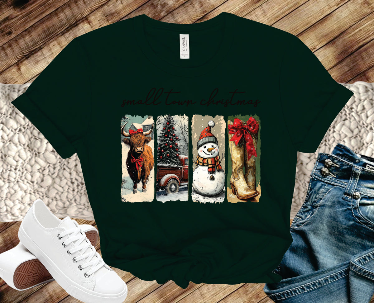 Small Town Christmas Vintage Brushstroke - Transfer