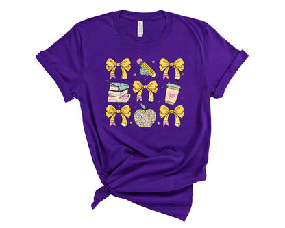 Teacher Pencil Bow Coquette - Transfer
