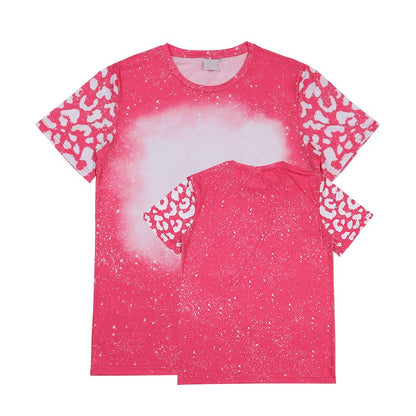 Polyester Bleach T-Shirt - Soft Pink Leopard