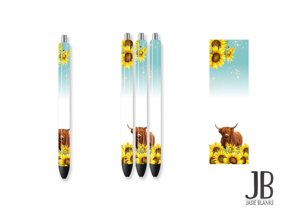 Pen Wrap-Highland Cow with Sunflowers 2
