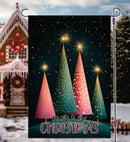 Merry Christmas Pink & Green Trees Garden Flag
