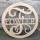 Wood -  Last Name Circle Design