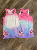Polyester Bleach Tank - pink/blue/purple leopard