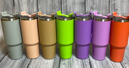 40 oz Powder Coated Tumbler w/ Handle