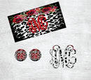 Black/White Leopard with Red Floral Car Kit