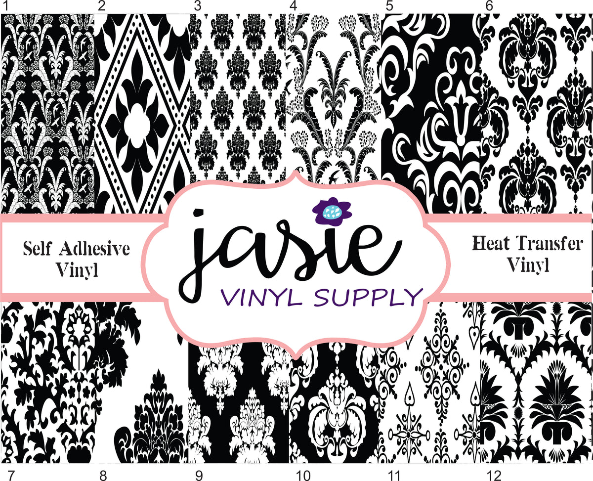Black Damask Printed Vinyl