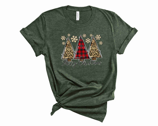 Leopard Merry Christmas Trees - Transfer