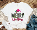 Merry Christmas Pink Plaid Glitter- Transfer