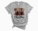 Merry Christmas Trees Grunge Leopard Plaid- Transfer