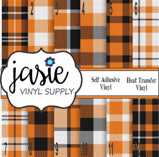 Orange Plaid Printed Vinyl