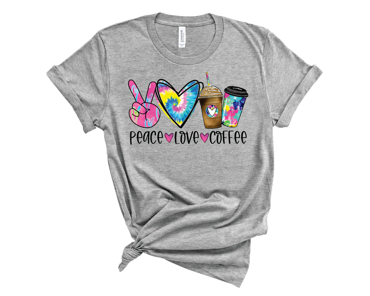 Peace Love Coffee Tie Dye Colorful - Transfer