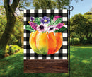 Plaid Floral Pumpkin Garden Flag