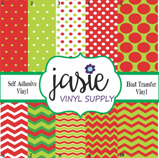 Red-Green Christmas Printed Vinyl