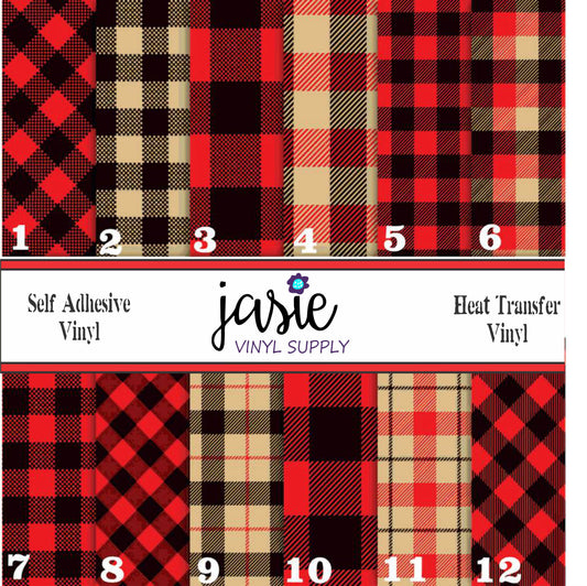 Red/Black Plaid Printed Vinyl
