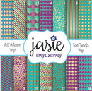 Turquoise Violet and Gold Printed Vinyl