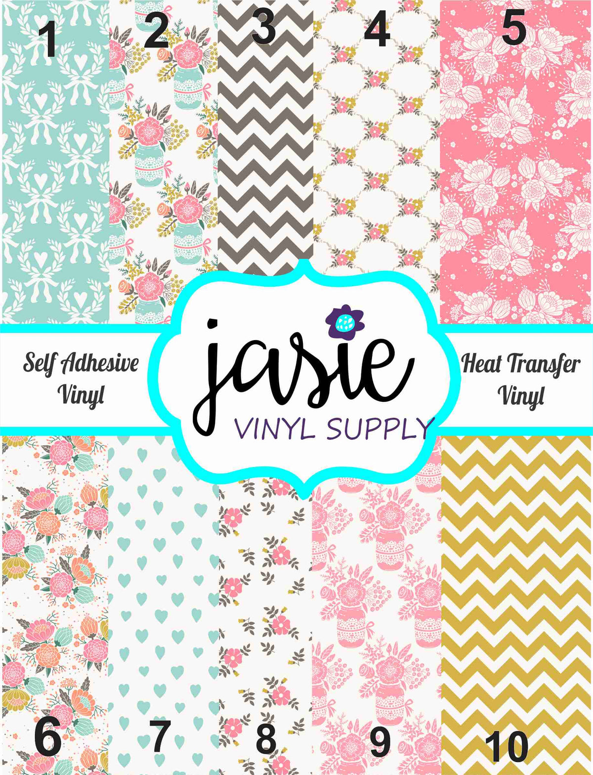 Mason Jar Chic Printed Vinyl