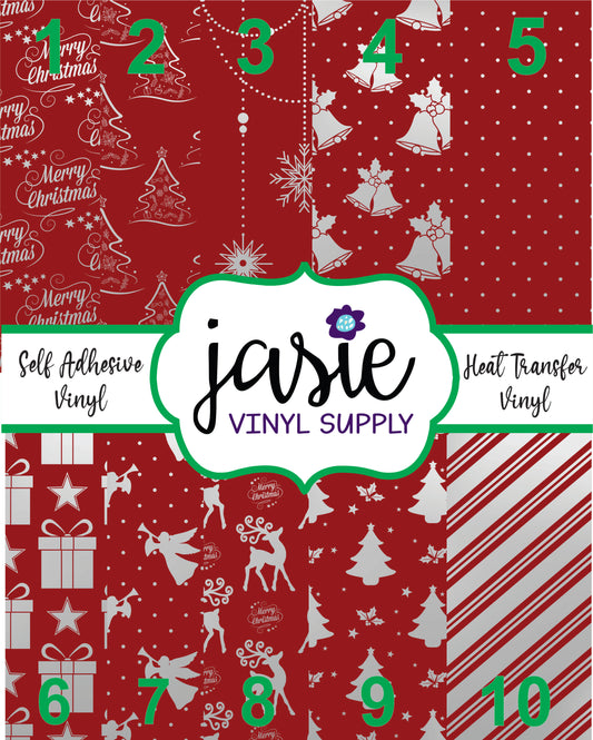 Red & Silver Christmas Printed Vinyl