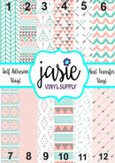 Tribal Pink Brown & Teal Printed Vinyl